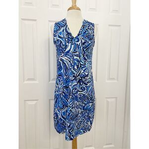 Lilly Pulitzer Emile Womens Iris Blue Zanzibar Zoo Pima Cotton Dress Size Small